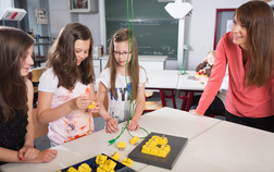 Kinder und Lehrerin bei einem Experiment